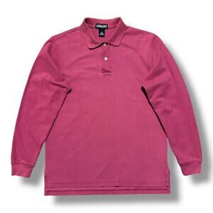 Vintage Lands End Polo Shirt Long Sleeve Faded Cotton Preppy Minimalist Small